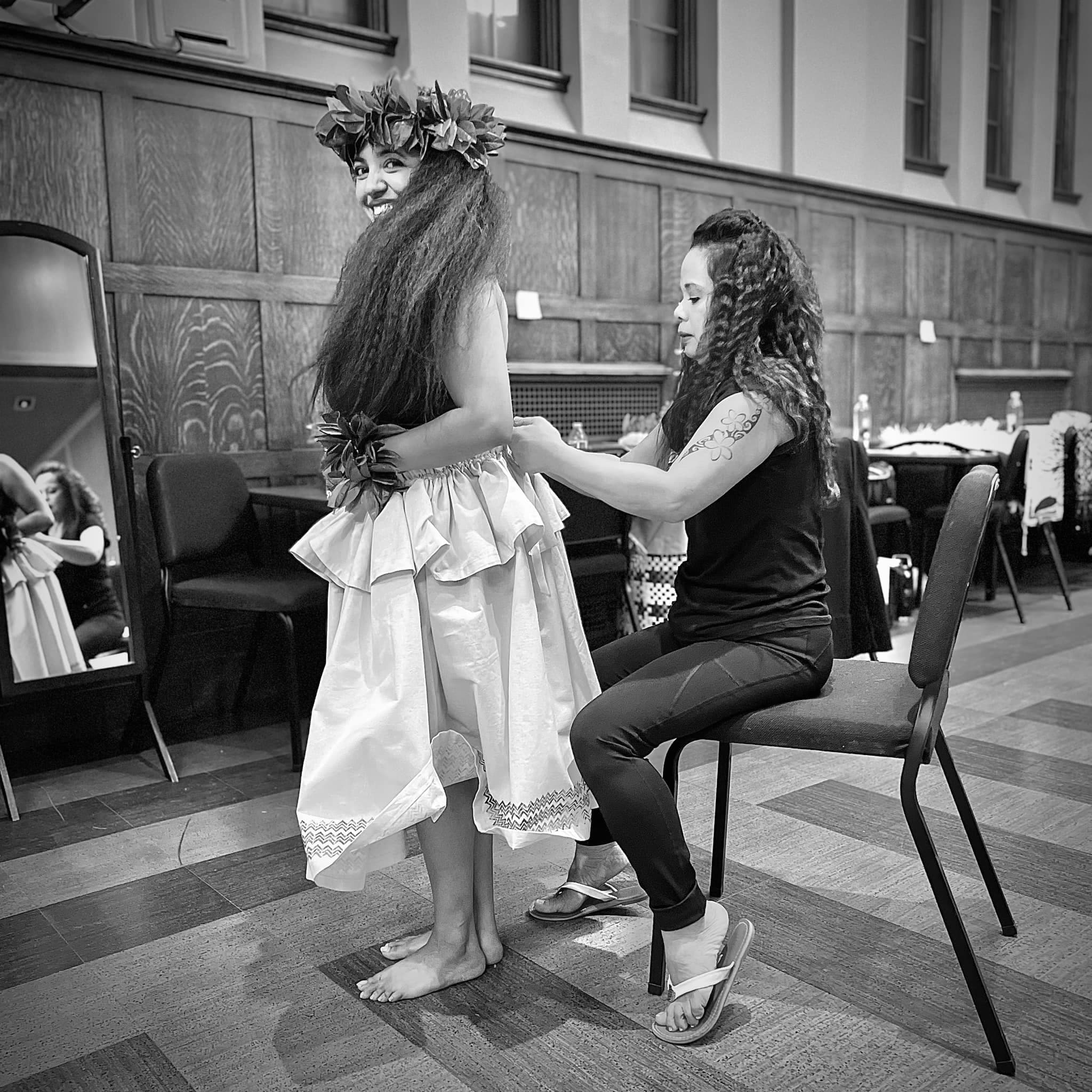 Nikitha getting ready for a hula performance
